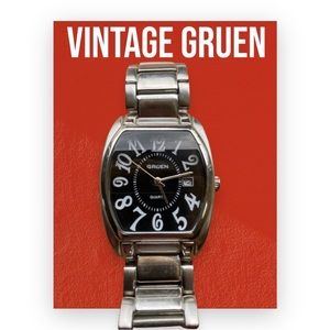 Vintage Watch Gruen Manual Wind Steel with Date Mens Watch.